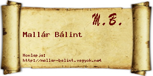 Mallár Bálint névjegykártya