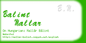 balint mallar business card