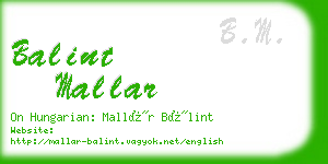 balint mallar business card